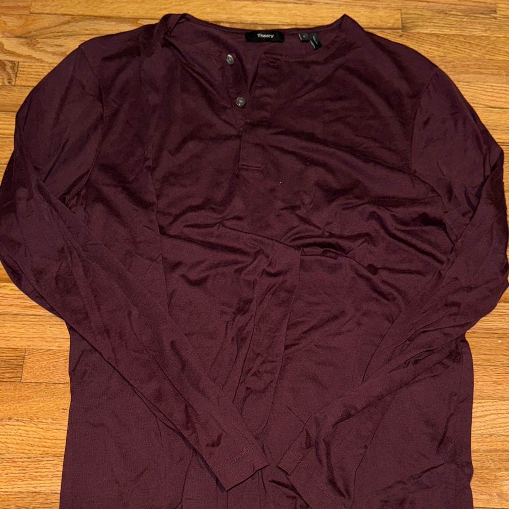 Theory Deep Burgundy Button-Up Shirt